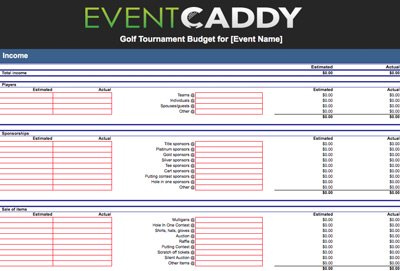 Golf Tournament Budget Template